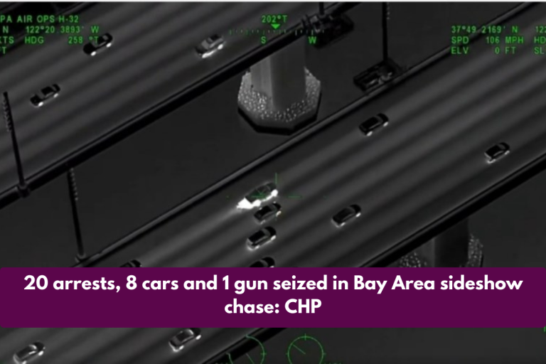 In Bay Area sideshow chase, 20 arrests, 8 automobiles, and one pistol were seized: CHP