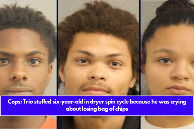 Cops: Trio stuffed six-year-old in dryer spin cycle because he was crying about losing bag of chips