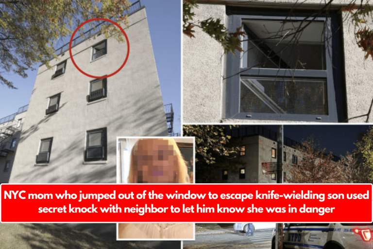 NYC mom who jumped out of the window to escape knife-wielding son used secret knock with neighbor to let him know she was in danger