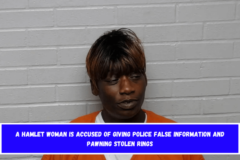 A Hamlet woman is accused of giving police false information and pawning stolen rings